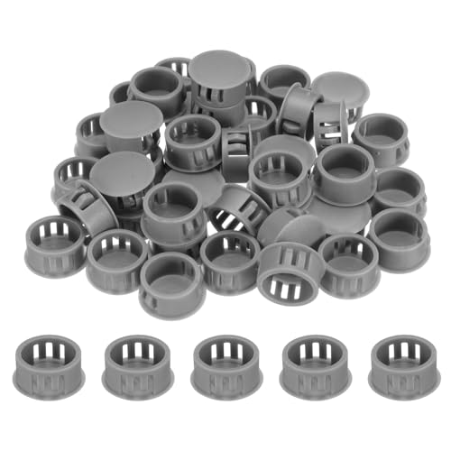 Image of uxcell 100pcs Nylon Plastic Hole Plugs, 5 /7 inch(18mm) Round Drill Screw Hole Plugs Covers Knockout Locking Plastic Plugs Insert End Caps for Kitchen Cabinet Furniture, Deep Grey