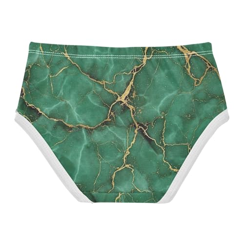 Cotton Girls Underwear Toddlers Emerald Green Marble Gold Veins Girl Panties Cute Funny Kids Undies Briefs 2t2