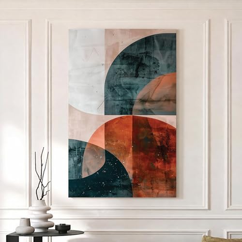 Image of Boho Abstract Stretched Canvas Painting For Living Room | Earthtone Curve Stretched Canvas Wall Art For Livingroom Home Decor, Bedroom, Hallway's, Office, Hotel - 56x86 cm