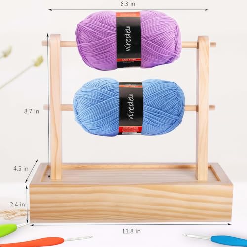 Image of Viredelo Yarn Holder Dispenser for Crocheting, Burlywood | Storage Box, Twizzter Portable, Handmade Wood, Yarn Ball Holder