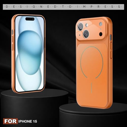 Image of SHINESTAR iPhone 15 Case - Premium Shockproof Protective Cover, Wireless Charging Compatible, Slim & Durable Luxury Back Cover with Camera Protection (Orange)