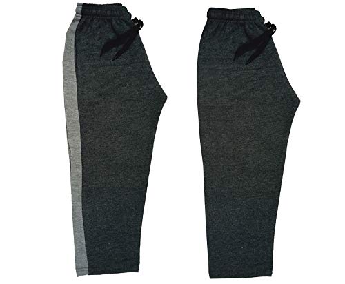 Image of IndiWeaves Kids - Unisex Girls and Boys Fleece Warm Lowers Track Pants for Winters (3612215; Dark Grey; Dark Grey; 12-13 Years) Pack of 2