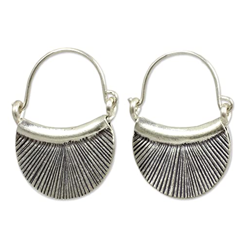 NOVICA .925 Sterling Silver Hoop Earrings 'Diva'