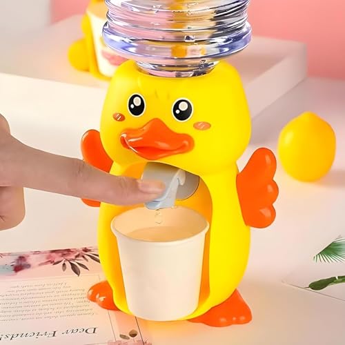 Image of Duck Shaped Mini Water Dispenser for Kids with Cup|Cute Cartoon Animal Drinking Water Machine Toy |Portable Tabletop Water Cooler Toy for Boys & Girls|Fun Learning Toy for Boys & Girls (18 cm)