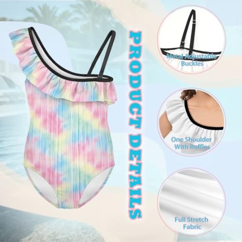 Image of Girls Swimsuit One Piece Ruffle Swimsuit Non-Slip Straps UPF 50+ for Girls Size 3-14 Years