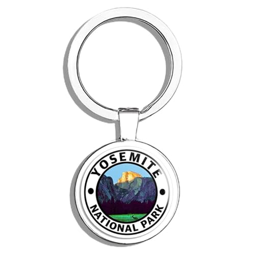 PRS Vinyl Round YOSEMITE National Park - rv half dome CA hike travel yose Double Sided Stainless Steel Keychain Key Ring Chain Holder Car/Key Finder
