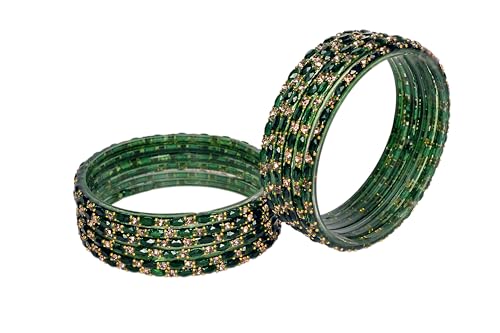 Image of Swara Creations Glass Bangles set for Women | Zirconwork Golden Raindrops Bangles Collection | Ethnic, Festive & Special Occassions(12Pcs)(SKU287)