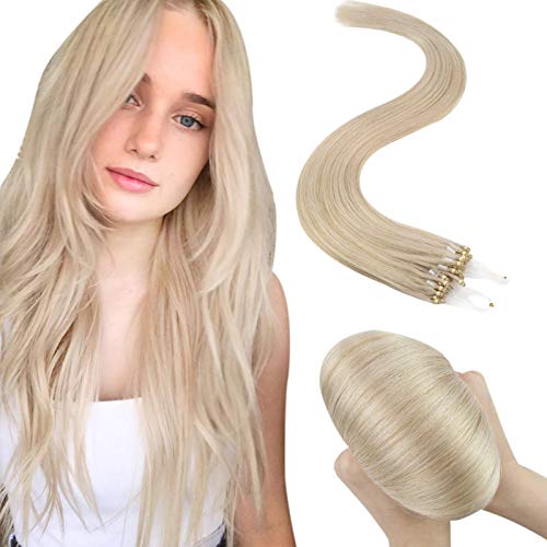 JoYoung Micro Loop Hair Extensions #60 Platinum Blonde Hair Extensions Loop Hair Extensions Pre Bonded Loop Hair Extensions Microlink Hair Extensions Blonde Hair 20in 50grams 50strands
