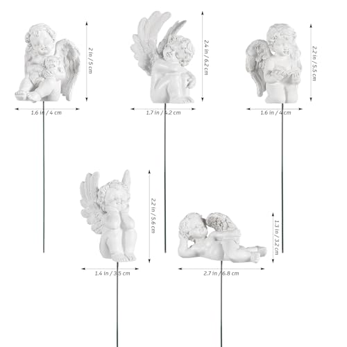 Toyvian GESN57UP5511CEN52SWRS7 5Pcs Decorative Angel Garden Stakes Miniature Resin Jupiter Angel Figurine Sculpture Small Memorial Statue thumb #5