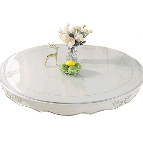 YFDC Mantel Redondo Transparente PVC Mantel Impermeable De Vidrio Suave Transparente Mantel Redondo Patrón De Cocina Cubierta De Mesa De Aceite (Transparent,Diameter 105cm) Cover