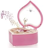 yarlung Ballerina Music Box for Valentine's Day Gift, Pink Heart Keepsake Box Rotating Dancing Girl Figurine Gift Box for Jewelry Storage, Trinket, Mother's Day, Birthday, Wedding