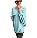 Produktbild qiaoxiahe Damen Langarm Jumper Fledermausärmel Lose Sweatshirt Pullover Oberteil Tops Hemd Oversize Knitted Rundhals Pulli Strickpullover Outwear Woolen Bloom Einfarbig Sweater für Herbst Winter