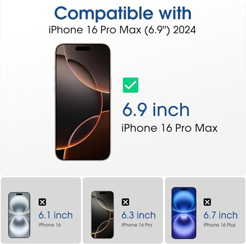 Image of Mr.Shield HD+ Screen Protector for iPhone 16 Pro Max, 9H Hardness Tempered Glass Screen Guard, Military Grade Protection, Easy Install, Case Friendly
