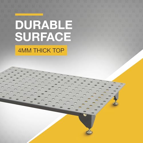 Klutch Steel Welding Table, 600 Lbs Weight Capacity, 16mm Holes, 24-Pc Metal Fit-Up Kit, Welding Tables For Shop (Black)