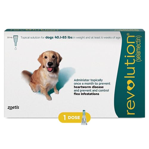 Revolution (selamectin) Topical Solution for Dogs, 40.1-85lbs (Teal), 1 Tube