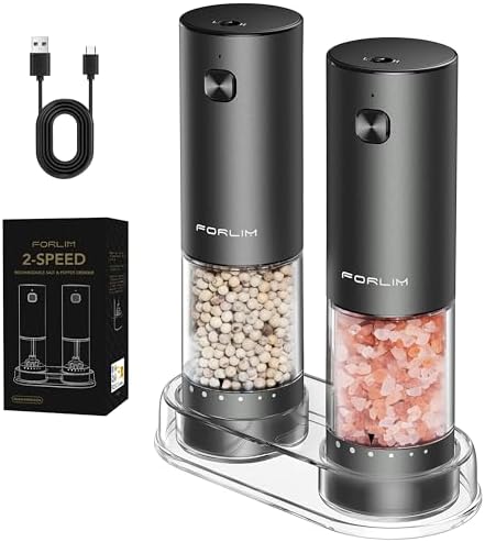FORLIM Molinillo Eléctrico de Sal y Pimienta de 2 Velocidades, Re...