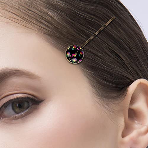 Épingle à cheveux jaune rose design ananas noir chic