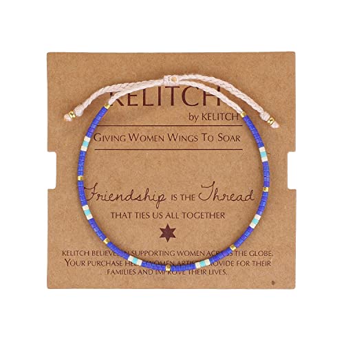Image of KELITCH Boho Women Crystal Shell Beaded Friendship Bracelets Handmade Strand Bracelet Bangles Jewelry