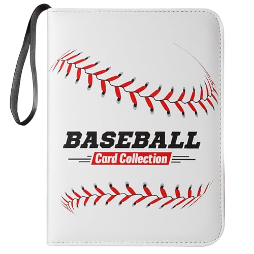 Baseball Card Binder Album Holder 400 Pockets Leatherette Zip Folder Sleeves for Baseball Card