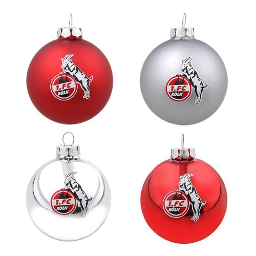 1. FC Köln Weihnachtskugeln 4er Set, Silber/rot