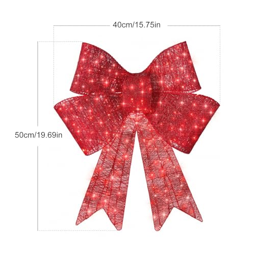 Couronne de Noël pour la porte grand modèle illuminé rouge - 6