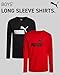 PUMA Boys Long Sleeve Shirts - 2 Pack Athletic Youth Crew Neck Performance Activewear Boys T Shirts for Kids (8-20), Size 14-16, Black/Red