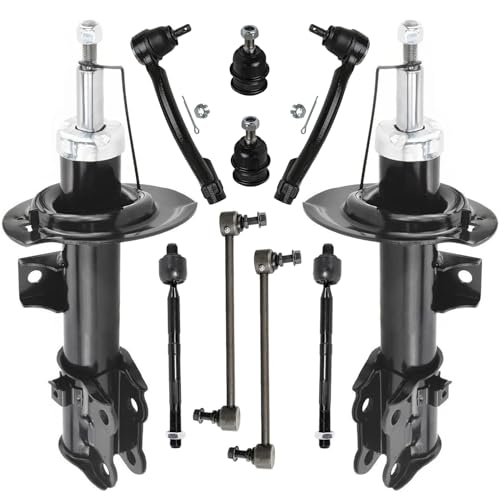 Image of Detroit Axle - Front 10pc Struts Kit for 14-18 Kia Forte Forte5, 14-16 Forte Koup, 2 Bare Struts 2 Sway Bars 2 Lower Ball Joints 4 Tie Rods 2014 2015 2016 Replacement Suspension