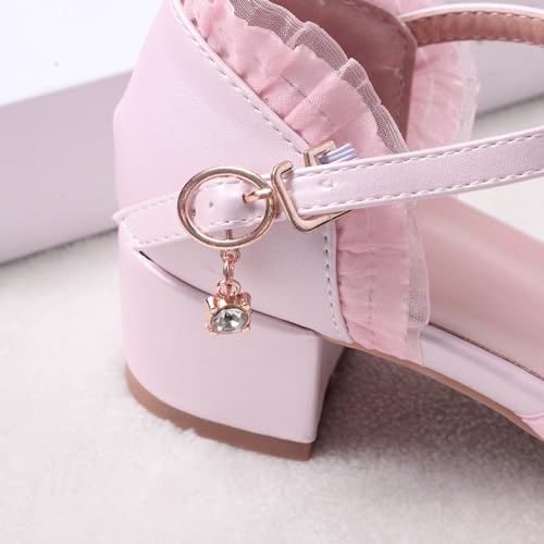Toddler Girls Bowknot Kawaii Dress Shoes Flower Girls Heels Pumps Wedding High School Prom Shoes with Customized Slides4