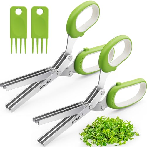 Updated Herb Scissors Set Doesn't Get Stuck Easily Herb, Herb Scissors With 3 Blades Cleaning Comb for Cutting Garden Herbs, Cilantro, Green Onion, et