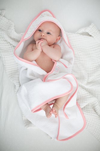 Image of SwaddleDesigns Cotton Terry Baby Hooded Towel, Tiny Triangle Shimmer, Pink