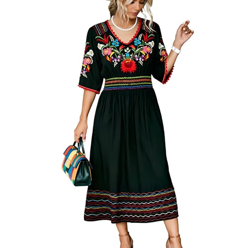 Higustar Mexican Dress for Women Traditional Boho...