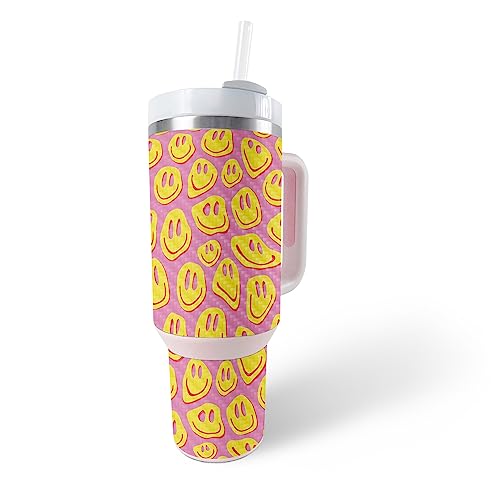Image of MightySkins Carbon Fiber Skin Compatible with Stanley The Quencher H2.0 FlowState 40 Oz Tumbler - Melted Faces | Protective, Durable Textured Carbon Fiber Finish | Easy to Apply