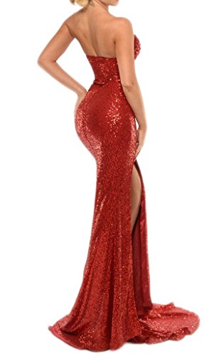 Women's Mermaid Evening Dress With Slit Sequins Prom Gown4