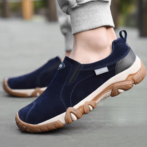 Men's Leather Slip-On Orthopedic Loafers Casual Non-Slip Platform Outdoor Walking Sneakers with Arch Support Lightweight Breathable Driving Boat Shoes4