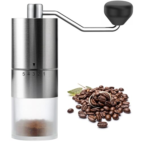 Comparison: Best Coffee Grinder For Camping 10 EZLucky Portable Manual Coffee Grinder - Ceramic Conical Burr with 5 Adjustable Settings for Grinding, Perfect for Espresso Enthusiasts at Home, Office, or Camping