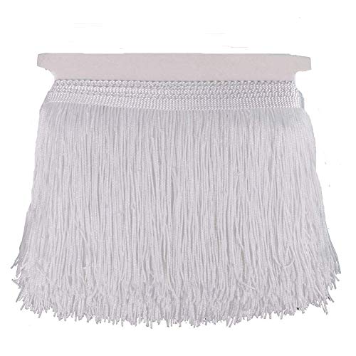 CENFRY 10yards of 4'' Width Fringe Trim Tassel Sewing on Clothing (White)