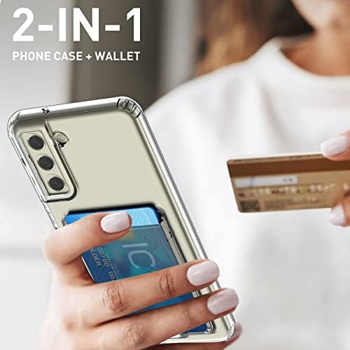 AICase for Samsung Galaxy S21 FE Case 5G, Crystal Clear Non-Yellowing Slim Thin Shockproof Protective Card Holder Phone Case for Samsung S21 FE Case (Clear)