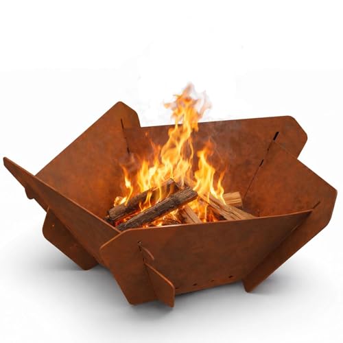 Decoroca Corten Steel Fire Pit - Outdoor Wood Burning Pit for Backyard Patio, Garden & Terrace,...