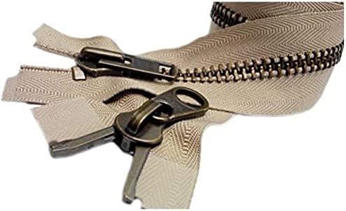 YKK #10 Extra Heavy Duty Antique Brass Beige Parka"2-Way" Dual Separating Jacket Zipper - Choose Your Length - Color Beige #573 - Made in The United States (1 Zipper per Pack) (12" Inches)
