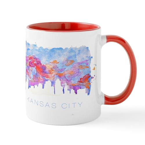 CafePress Kansas City Skyline Watercolor Mugs 11 oz (325 ml) Ceramic Coffee Mug