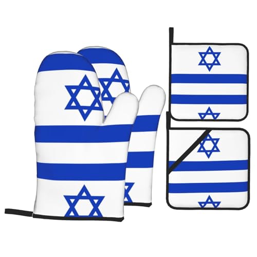 WHJSHOP Bandiera israeliana stampa strati cucina: coperture impermeabili per forno per una manipolazione sicura e una facile pulizia - Pacchetto di 4 pezzi di protezione dal calore