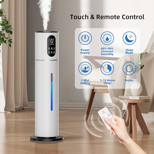 8L Smart Humidifier Large Room,2.1Gal humidifier for bedroom with Timer, 360°Nozzle, Top Fill Whole House Cool Mist Quiet Humidifiers for Plants Baby Kids Adults Office (White) by Fierscial - Image 4
