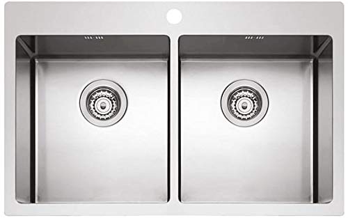 Lavello cucina Plados SR7520 a due vasche in acciaio inox satinato
