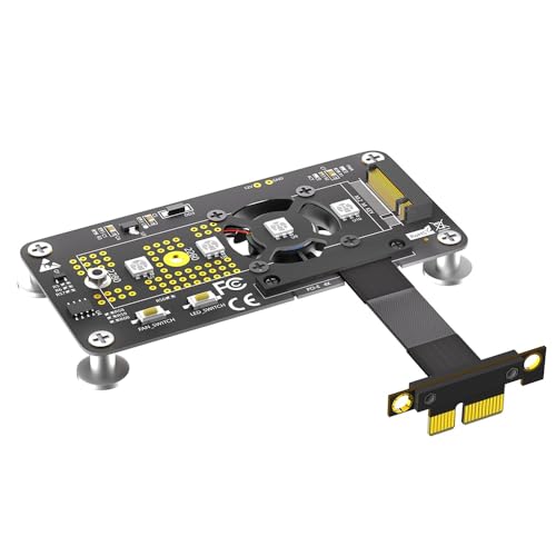 KAGAUOAS M.2 NVME NGFF M-Key SSD to PCI-E Extension Cable with RGB LED and Cooling Fan for Mainboard SSD 2242/2260/2280 Connection Adapter (5cm)