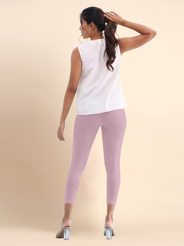 Image of TRENDMALLS Women's Microfiber Elastane Stretch Soft Cropped Leggings with Ultrasoft Waistband for Women