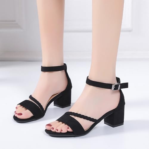 Women's Low Block Chunky Heels Sandals Open Toe Ankle Strap Heel Wedding Party Dress Pump Shoes3
