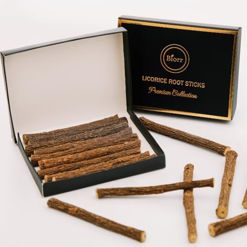 BIORR Licorice Root Sticks 100% Natural Herbal Chew Sticks (10 pcs 10cm) Dried Mulethi/Glycyrrhiza Glabra Herbal Tea & Relaxation Premium Collection