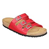  JOE N JOYCE Paris Riemchen-Sandalen Damen, für schmale Füsse, Größe: 36 EU, Farbe: Rot, Material: SynSoft, DREI-Riemer, 3-Riemen, Frauen, Herren
