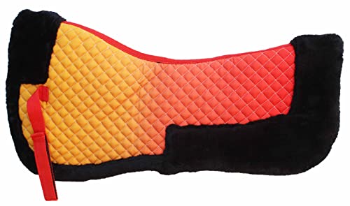 CHALLENGER Horse English Quilted Saddle Half Pad Correction Wither Relief Fur Orange Ombre 72169
