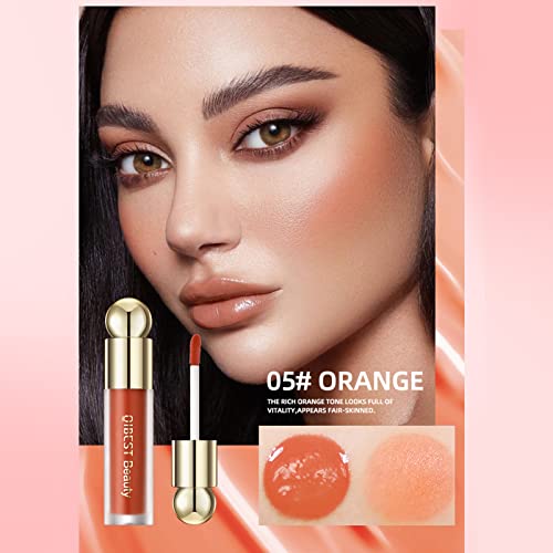 Espoce Liquid Blush, Soft Cream Blush Face Makeup Natural-Looking, Lightweight, Long-Wearing, Smudge Proof, Easy To Blend Blusher Makeup (Orange) #TOP1